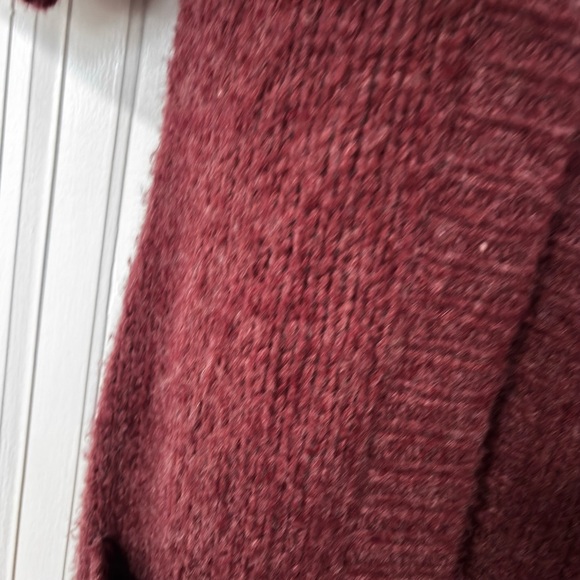 Free People Vintage Burgundy Knit Cardigan with Buttons pockets Medium - Picture 3 of 9